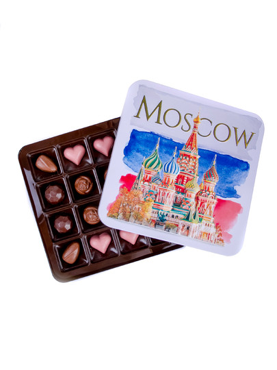 №1 Конфеты шоколадны MOSCOW(металлическая коробка)195г) в Миассе