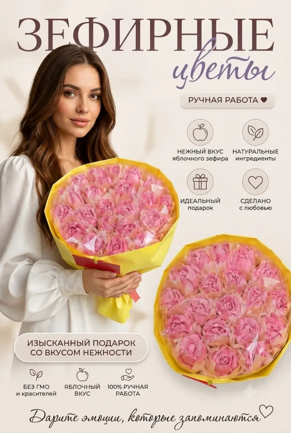 №1 Букет Зефирный Размер XL розовый,350г в Миассе